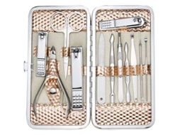 Kit de Cuidado de Unhas Profissional com Estojo de Viagem (dourado Rosa)