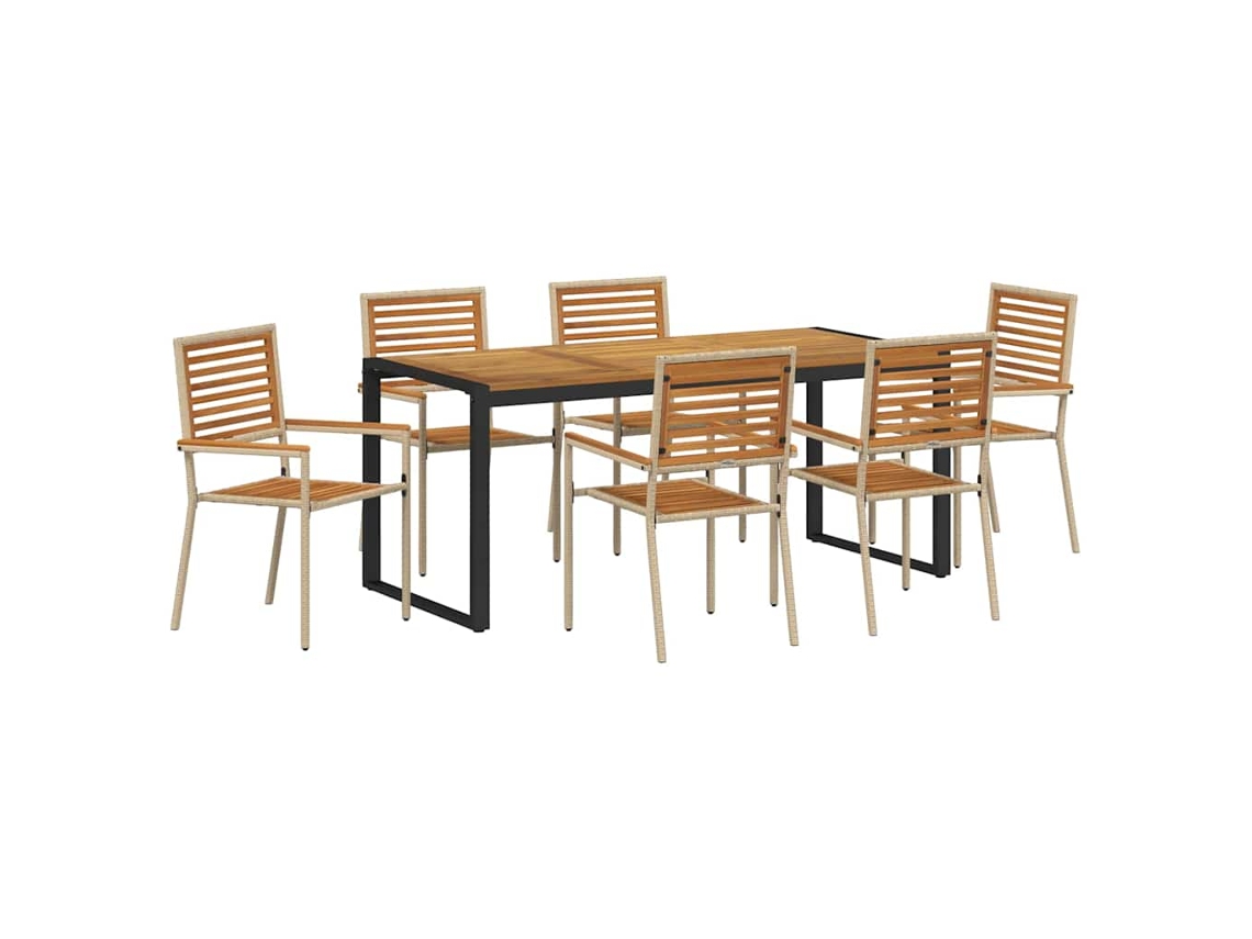 Maison Exclusive - Conjunto De Jantar Para Jardim 7 Pcs Bege E Marrom Vime Pe