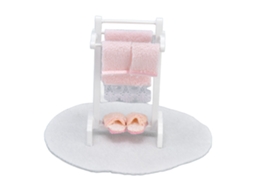 Primerox rack de Toalhas e Tapete de Piso Miniatura para Casinha de Bonecas Decoração Diy