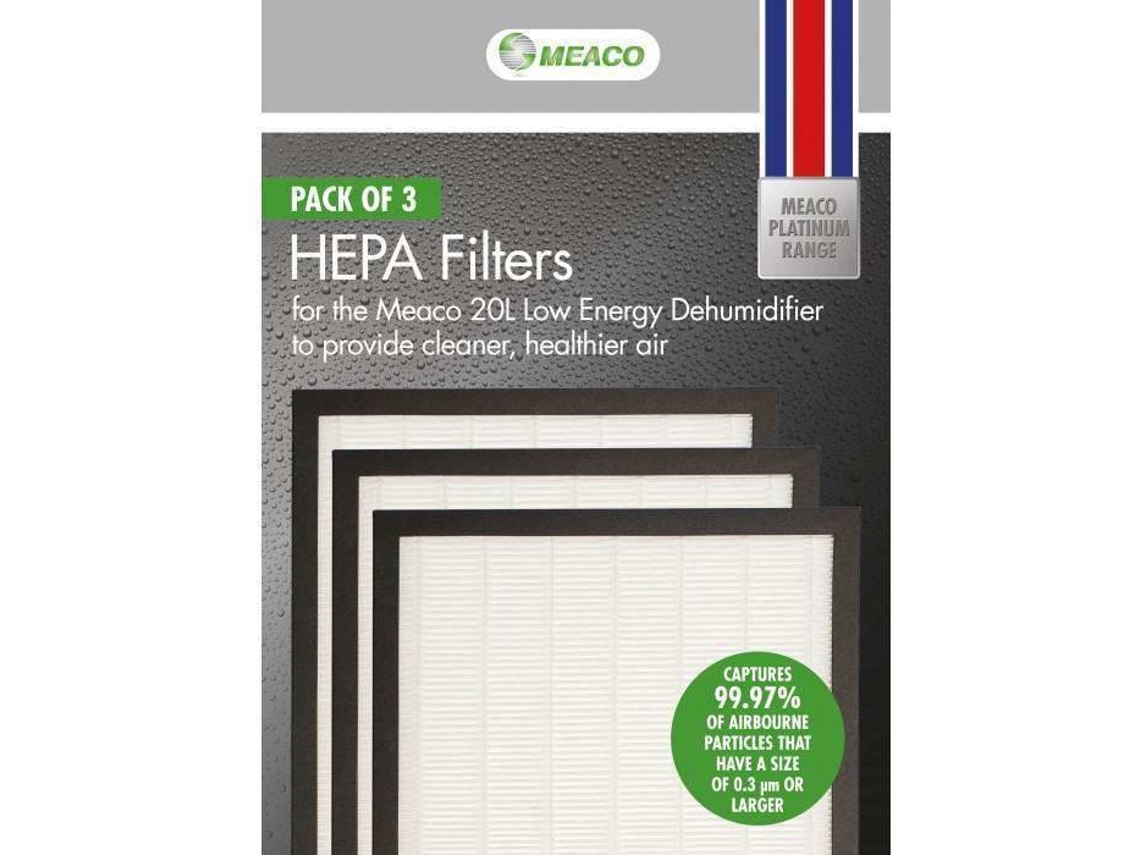Conjunto de 3 Filtros MEACO HEPA para Desumidificador 12L