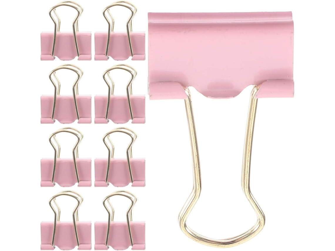 Clipes de metal rosa para arquivos, 19 mm, pacote com 9 unidades, ideais para uso doméstico e no trabalho. Clipes decorativos para massas.