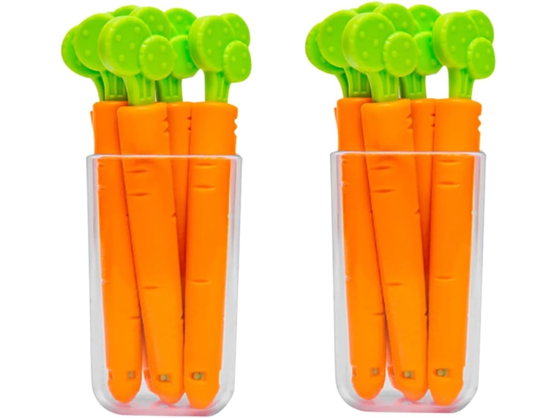 Clipes Magnéticos Ganazono Para Fechar Sacos De Cenoura E Lanches, Conjunto Portátil Com 2 Clipes De Plástico Laranja