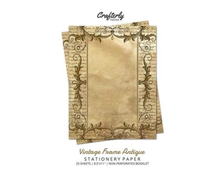 Livro Vintage Frame Antique Stationery Paper Antique Letter Writing Paper For Home, Office, 25 Sheets De Crafterly Paperie (inglês)