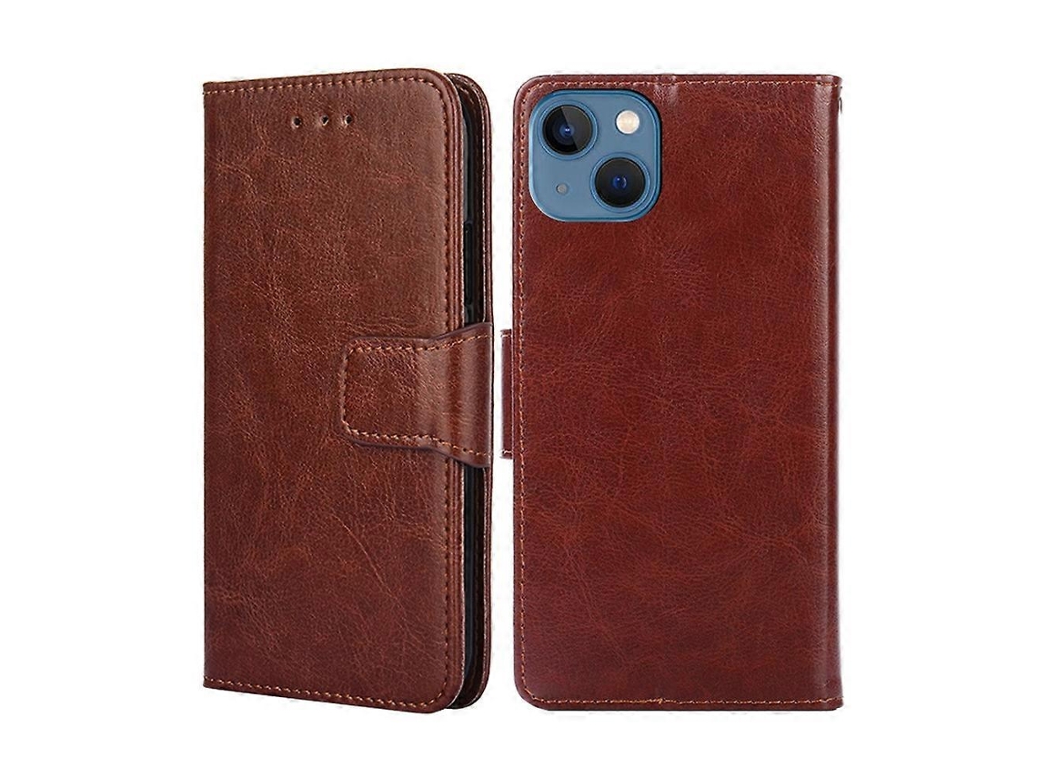 Capa De Couro Com Flip Horizontal E Textura De Cristal Para Iphone 14 Plus