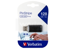 Pen USB VERBATIM Pinstripe (128 GB - USB 2.0 - Preto)