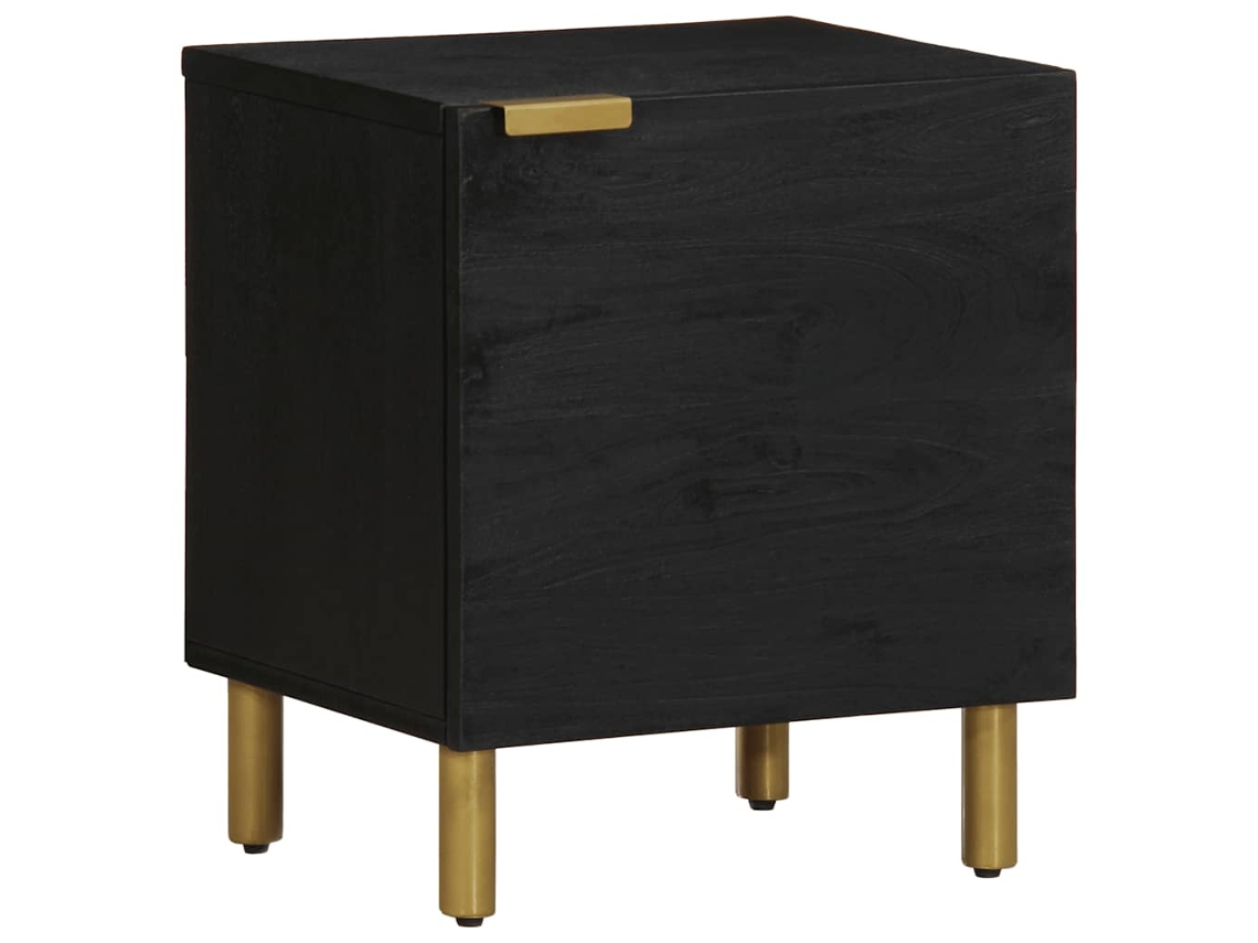Vidaxl Mesa De Cabeceira 40x33x46 Cm Madeira De Mangueira Maciça Preto