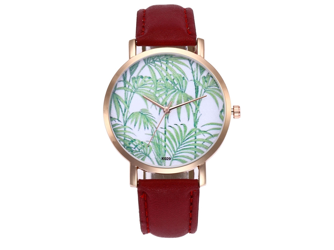 Relógio de Pulso Feminino de Quartzo com Pulseira de Couro Pu Estilo Simples Azul