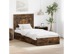 Vidaxl Cama Com Armazenamento Com Gaveta Carvalho Defumado 75 X 190 Cm