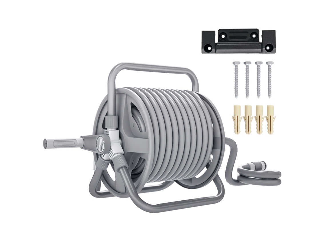Carretel para Mangueira de Jardim 20m+2m com Bocal Ajustável 2 em 1 para Parede ou Independente SINI TECH STORE