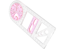 Conjunto De Régua Geométrica Portátil Villcase Em Plástico Rosa Com Escala Transparente, Ideal Para Estudantes Do Ensino