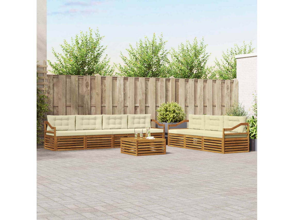 Vidaxl Conjunto De Sofás Para Exterior 8 Unid. Natural E Creme