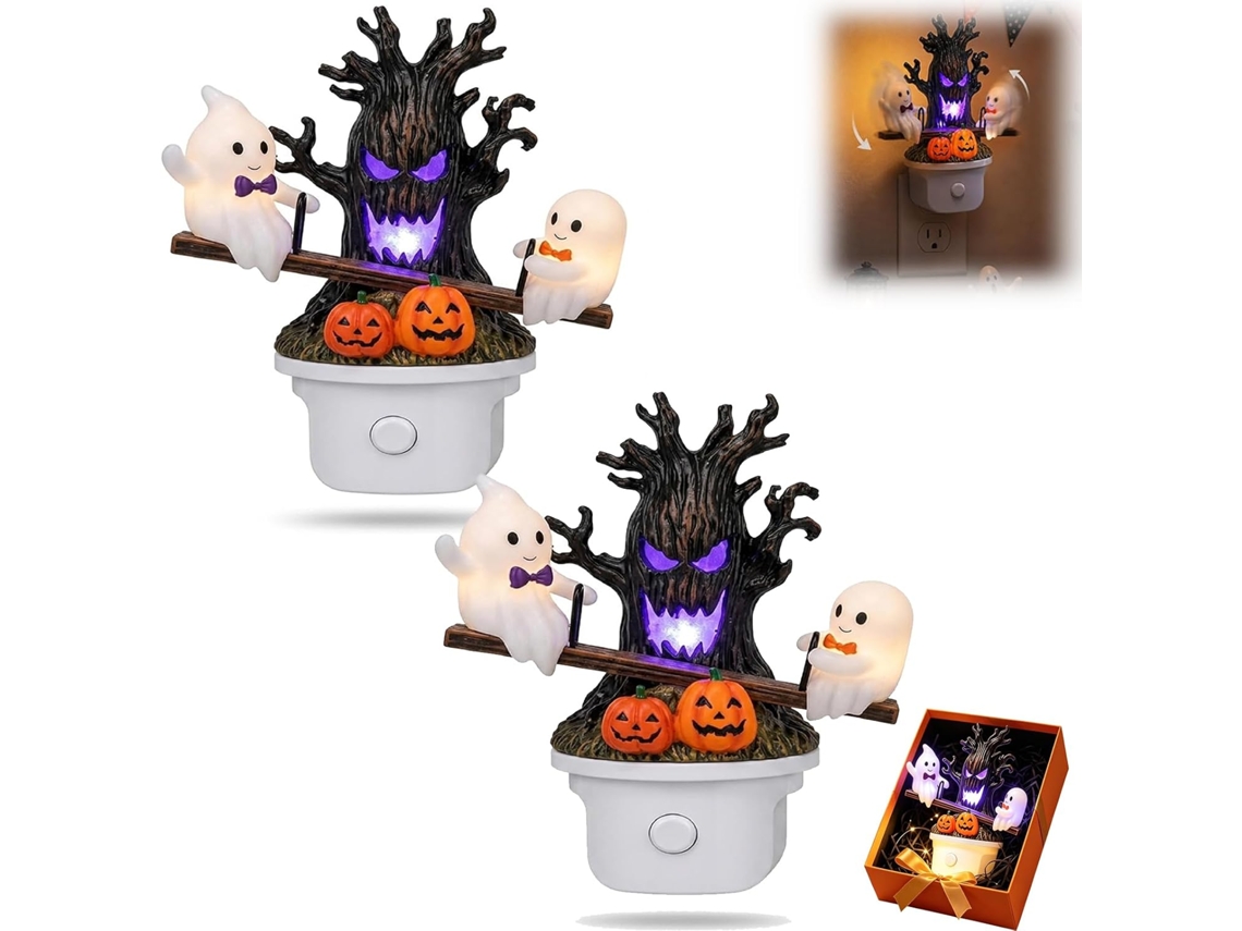 Luminária noturna animada de fantasmas para o Halloween, fantasmas 3D.