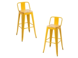 Pack 2 Bancos Torix Encosto Madeira Natural 95 Cm - Amarelo