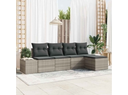 Vidaxl Conjunto De Sofá De Jardim 5 Unid. Cinzento-claro Vime Pe