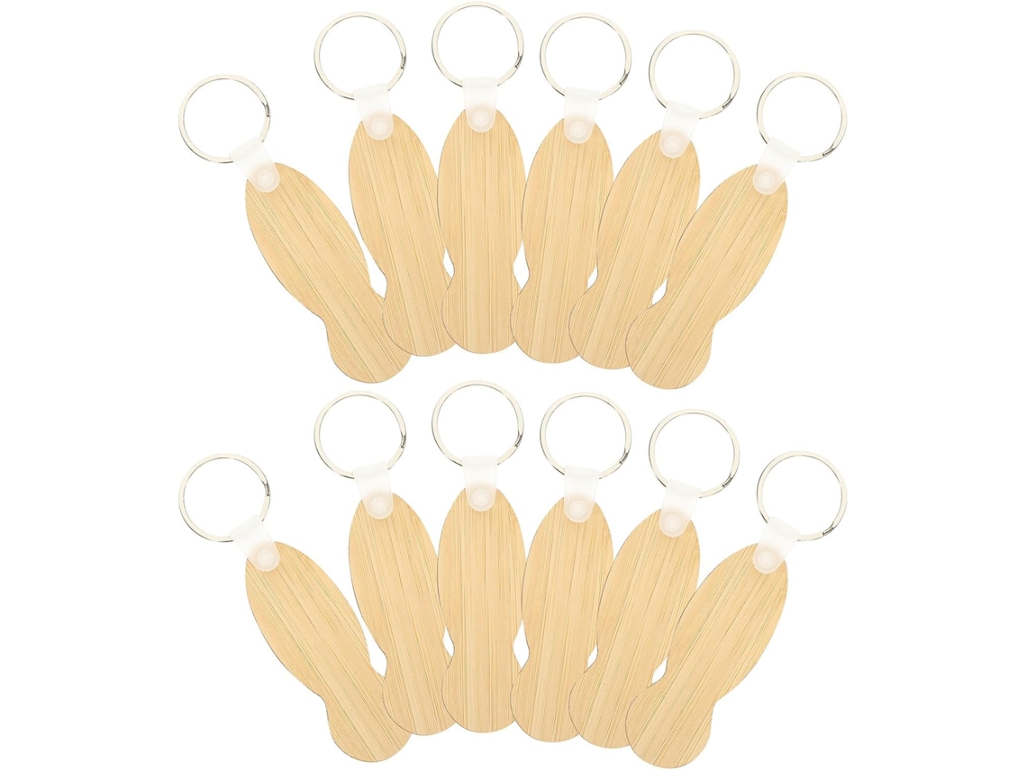 Chaveiros Com Fichas Para Carrinho De Compras Em Bambu E Metal, Conjunto