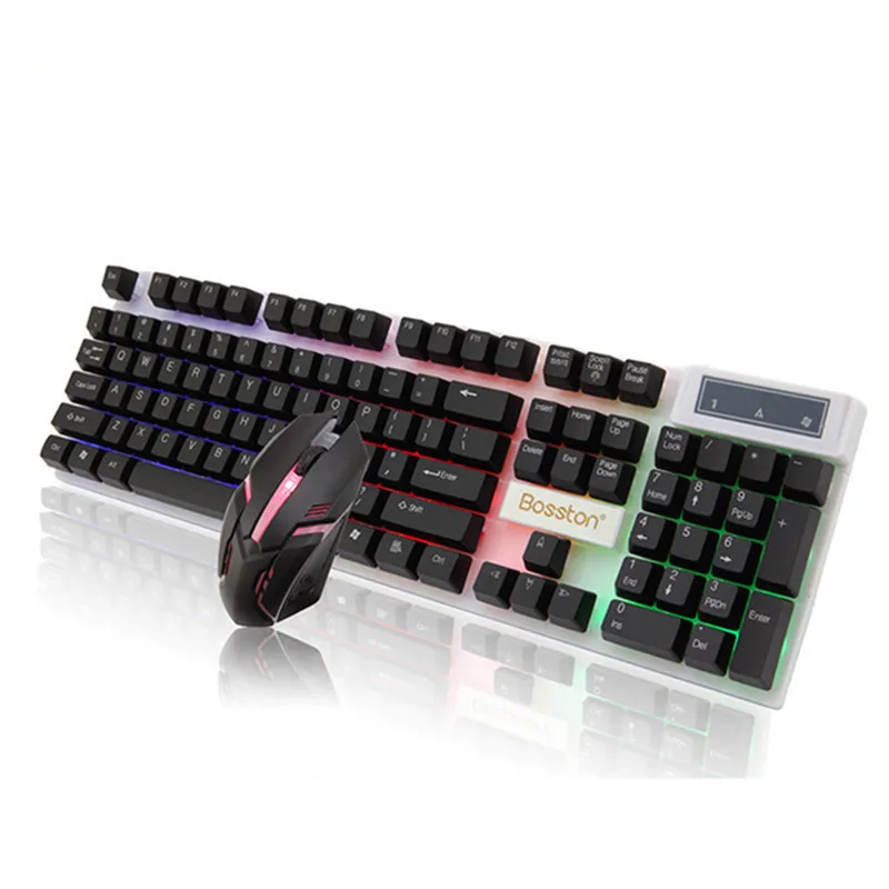 Conjunto Teclado Mouse Preto Flutuante Arco-íris Retroiluminado Computador Usb Com Fio