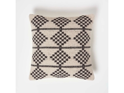 Homescapes Adana Handwoven Textured Natural Black Cushion 45x45 Cm