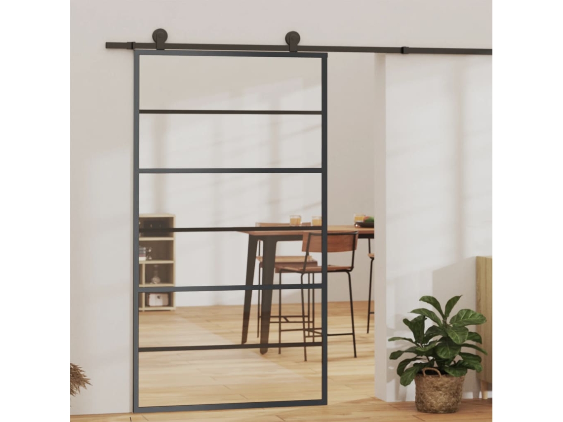 Vidaxl Porta Deslizante C/ Conj Ferragens 102x205cm Vidro Esg/alumínio