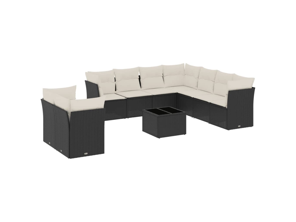 Maison Exclusive - 10 Pcs Conjunto Sofás De Jardim C/ Almofadões Vime Pe Preto