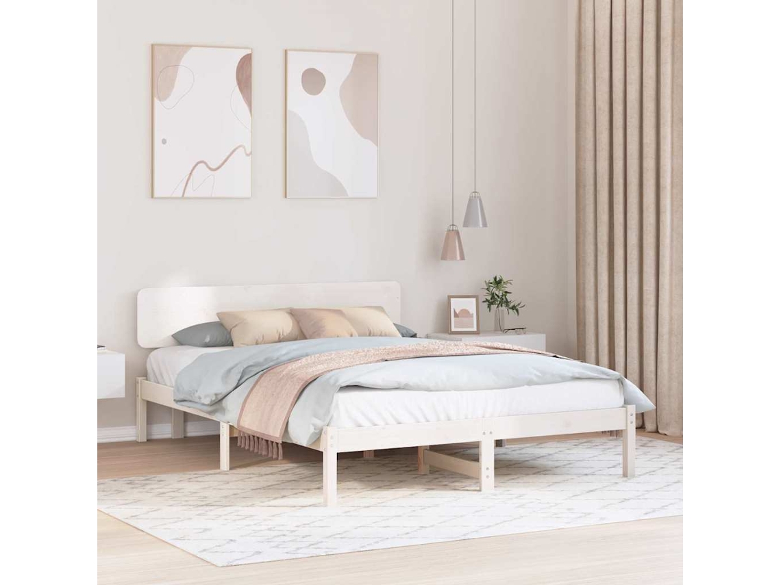 Vidaxl Estrutura Da Cama Com Cabeceira Branco 160 X 200 Cm
