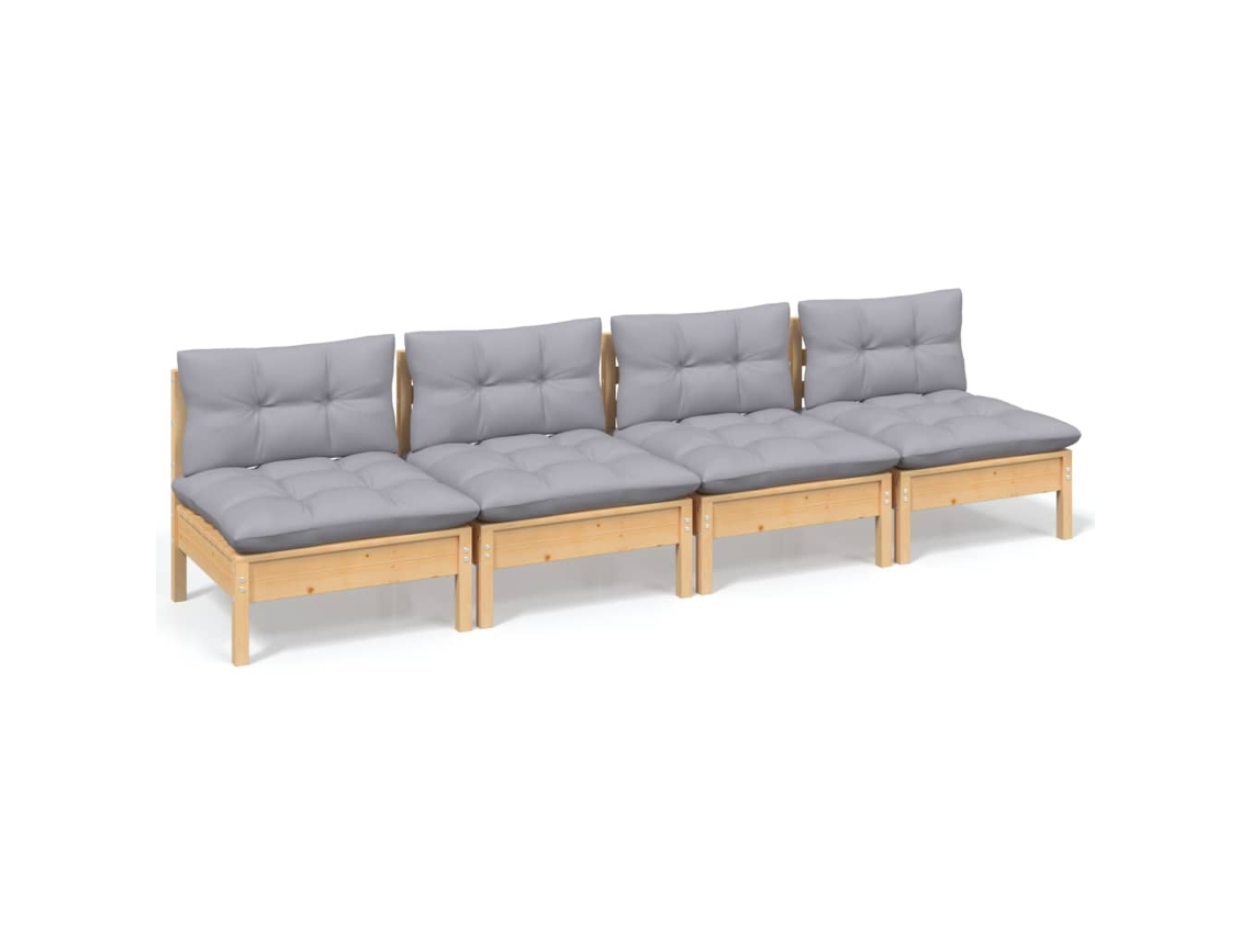 4-seater Garden Sofa, 4-seater Garden Sofas Vidaxl Cinzeto Madeira De Pinho (n/a)