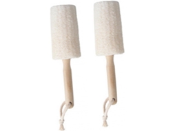 Conjunto De 2 Escovas Banho E Corpo Collbath Em Fibra Natural Com Cabo Madeira, Escova Esfoliante Suave Para Remover