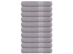 vidaXL Toalhas 10 pcs 100x200 cm 360 gsm 100% algodão cinzento