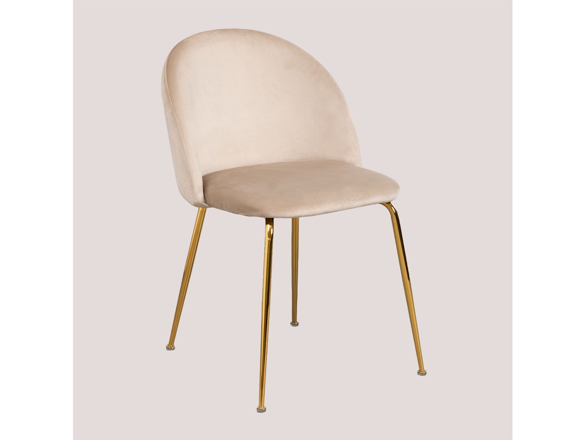 Sklum Pack 2 Cadeiras De Jantar Estofadas Em Veludo Kana Design Poliéster     Dourado                 Castanho Trigo