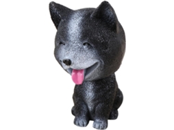 Cachorrinho de resina Preta com cabeça articulada para decoração de carro ou interiores.