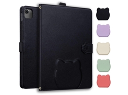 Capa de couro com estampa de gato e lichia Webake para tablet inteligente