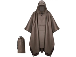 Poncho, 210x140cm Poncho De Chuva Impermeável, Reutilizável, Com Capuz, Bolso No Peito E Bolsa Organizadora, Para Viagens E Camping, Marrom