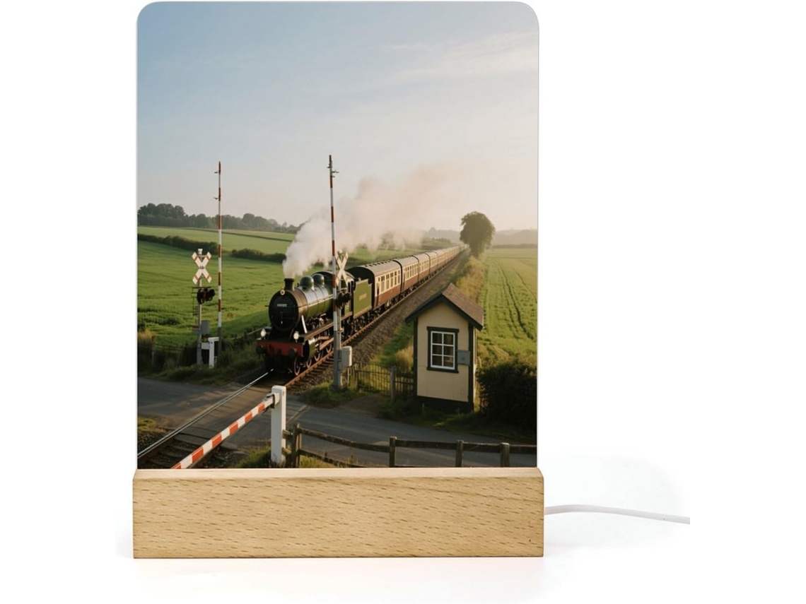 Iluminação noturna LED em formato Trem, para passagem rural, iluminação acrílica com base para banheiro.