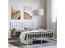 Vidaxl Estrutura De Cama Com Cabeceira E Pés 135x190 Cm Metal Branco