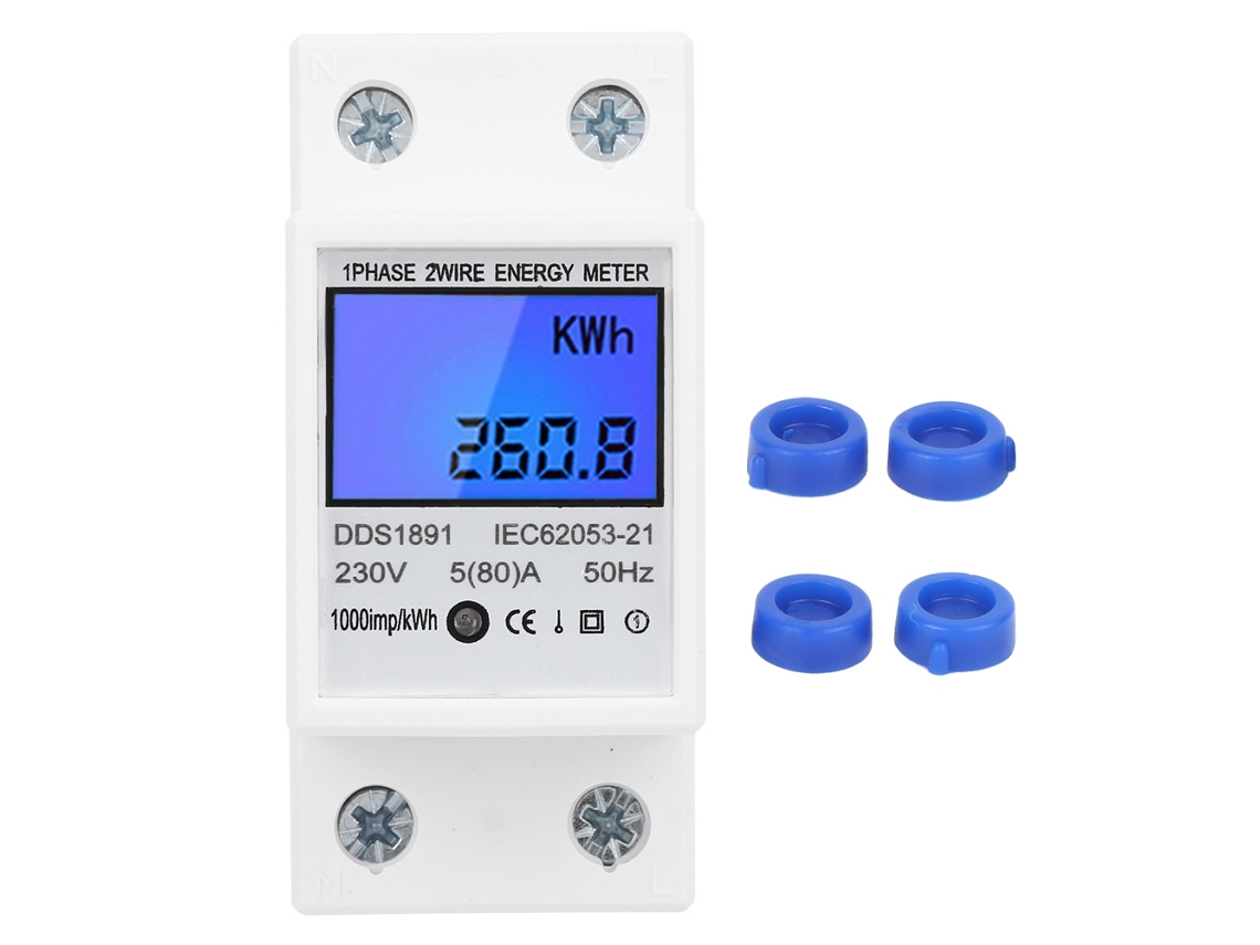 Medidor de energia monofásico para trilho DIN 2P com grande display e luz de fundo DDS1891 S/MARCA