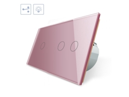 Comutador 2 Modulos Táctil Botões Frontal Rosa LEDBOX