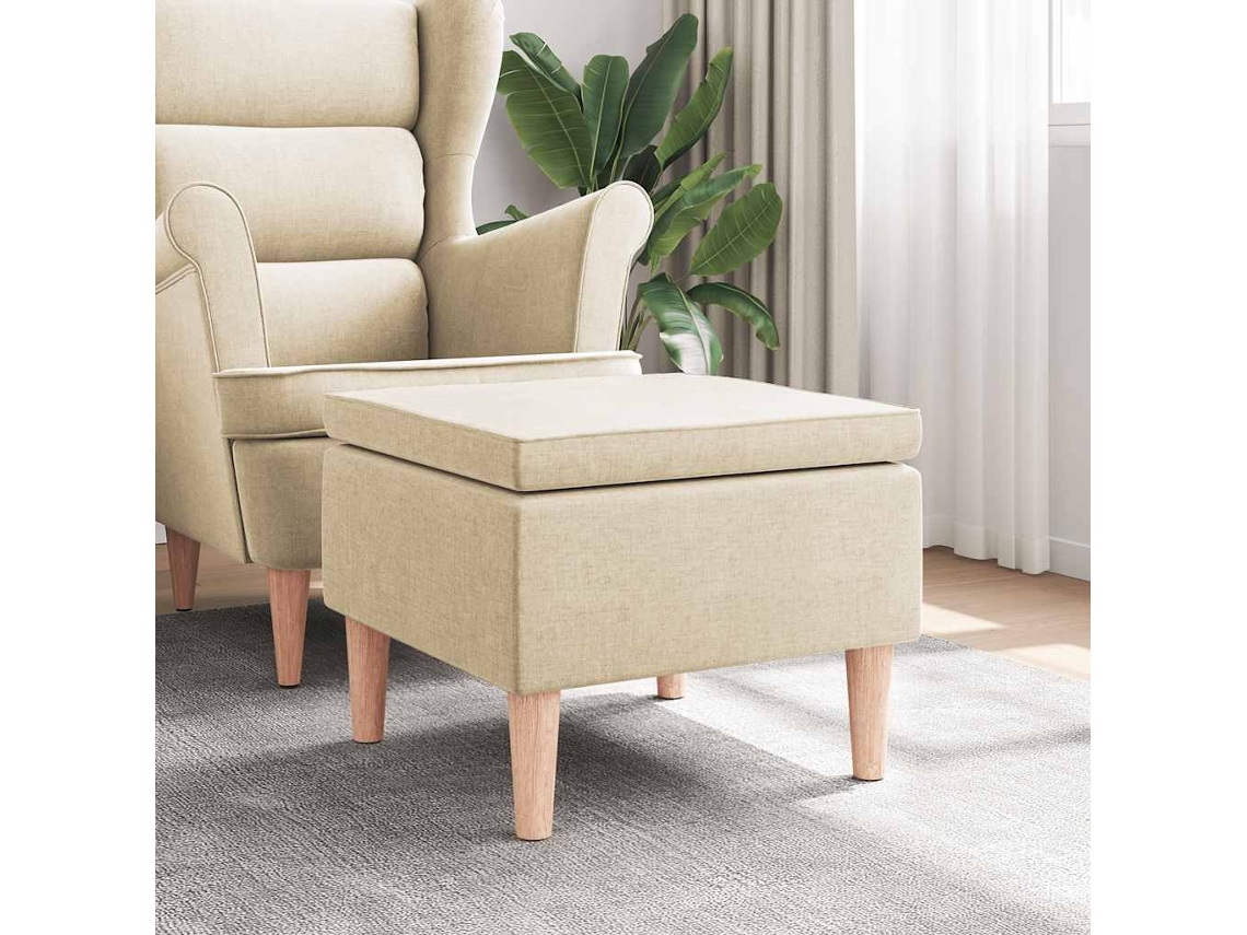 Vidaxl Banco Com Pernas De Madeira Tecido Cor Creme