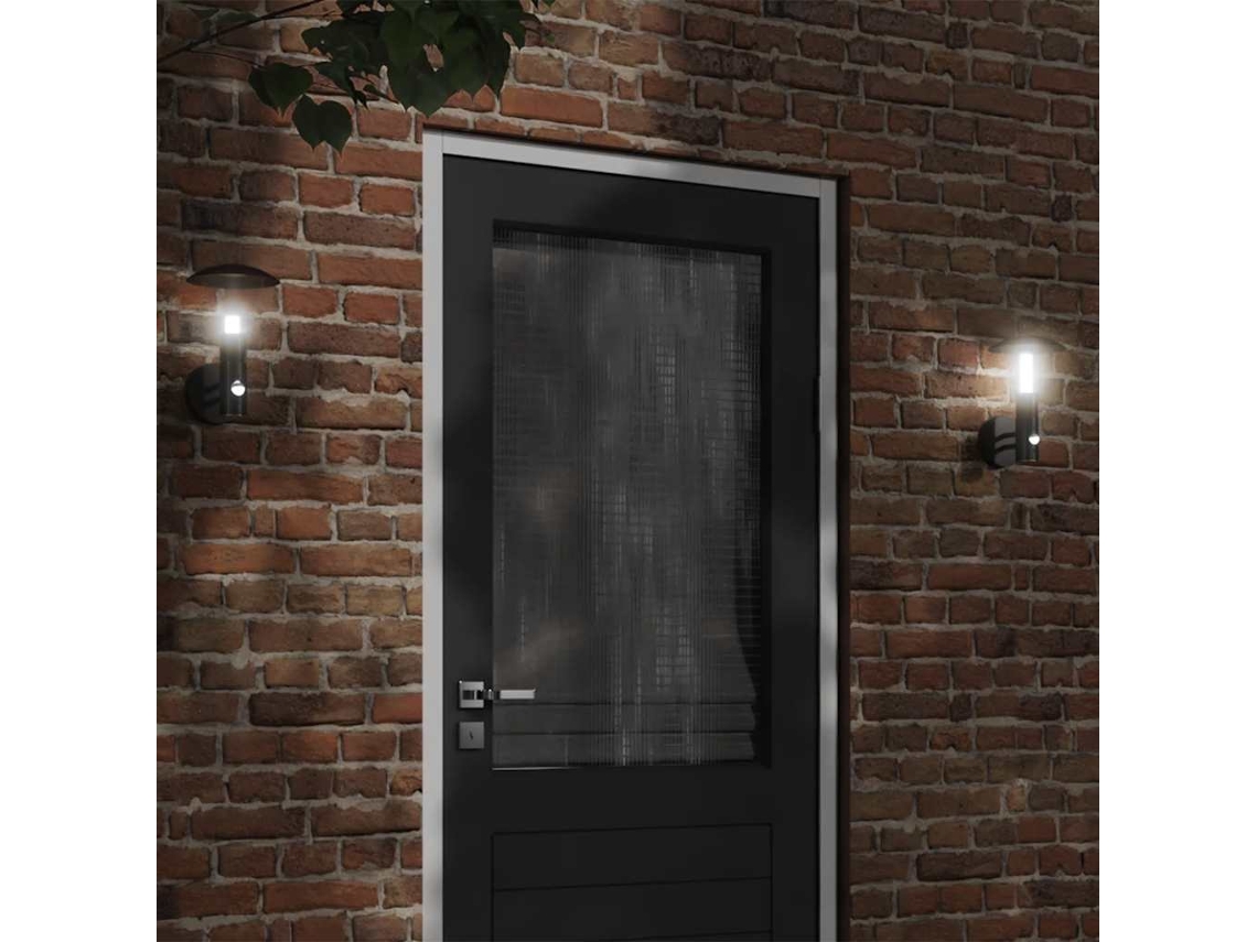 Vidaxl Candeeiros Parede P/ Exterior C/ Sensor 2 Pcs Aço Inox. Preto