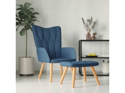 Vidaxl Cadeira De Descanso Com Banco Tecido Azul