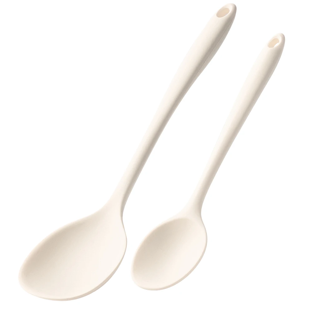 Colheres de Sopa de Silicone, Antiaderentes e Resistentes Ao Calor, com Cabo Longo, Ideais para Cozinhar em Casa. MDUG (conjunto Branco de 2 Peças)