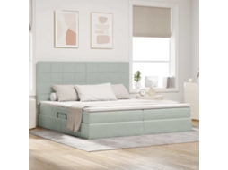 Vidaxl Cama De Armazenamento Led Com Colchão Cinzento-claro