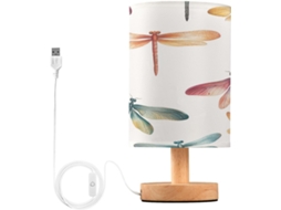 Luminária De Cabeceira Colorida Em Formato Libélula Com Led, Portas Usb, Luminária De Mesa, Luminária De Leitura