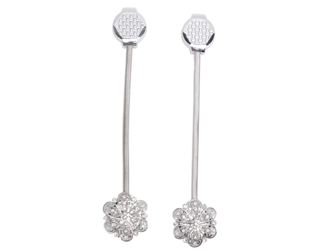 2pcs Elásticos Magnéticos para Cortinas com Flor de Cristal em Aço Inoxidável | S/MARCA