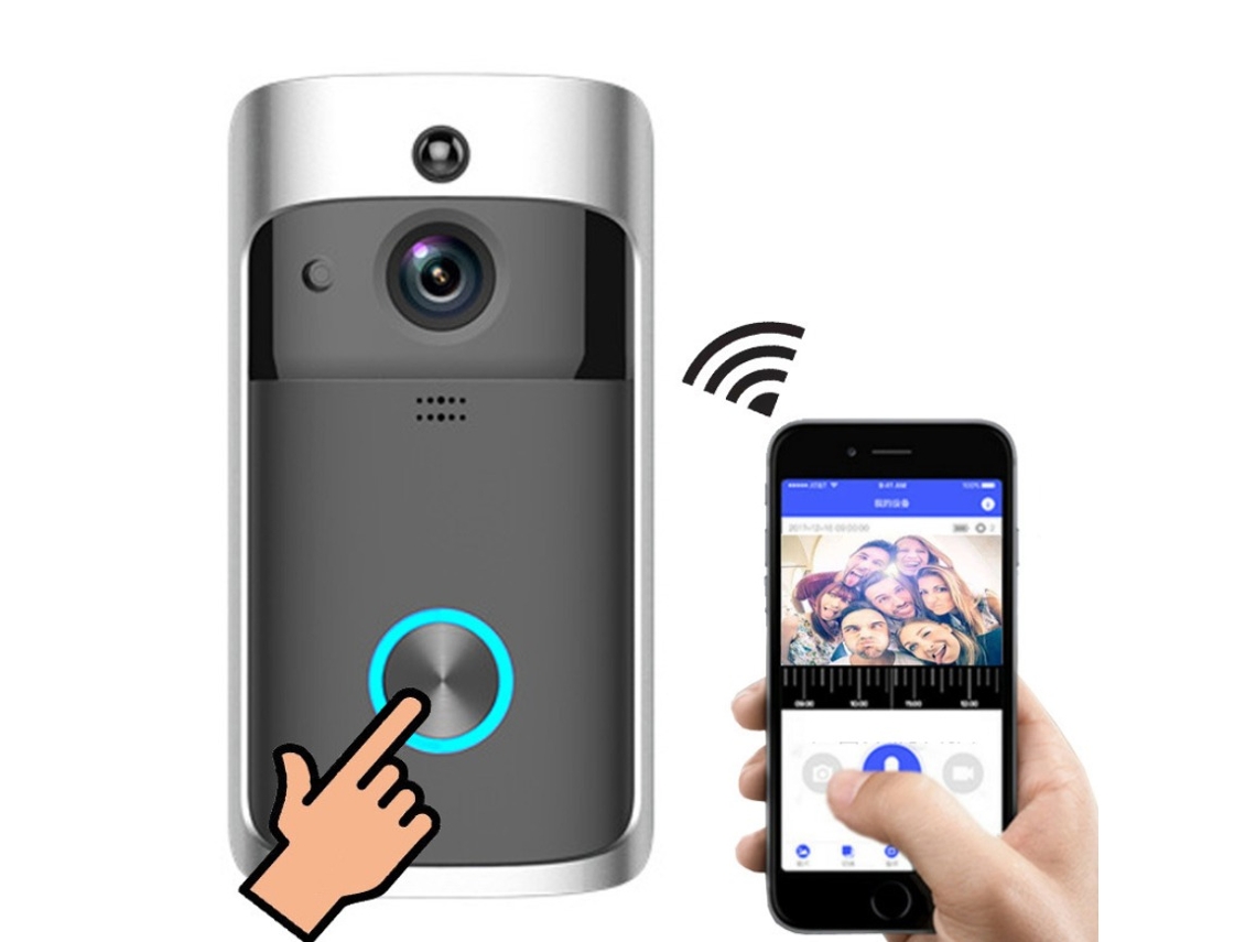 Campainha De Vídeo Preta, Interfone De Vídeo Inteligente Sem Fio Wifi Com Vid Aquaforge
