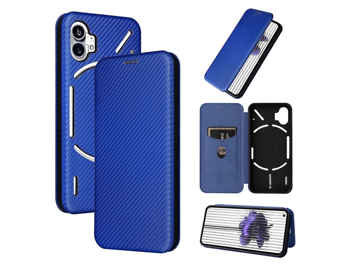 Capa De Celular Flip Em Couro Com Textura De Fibra De Carbono Para O Telefone 1 Da Nothing Phone 1