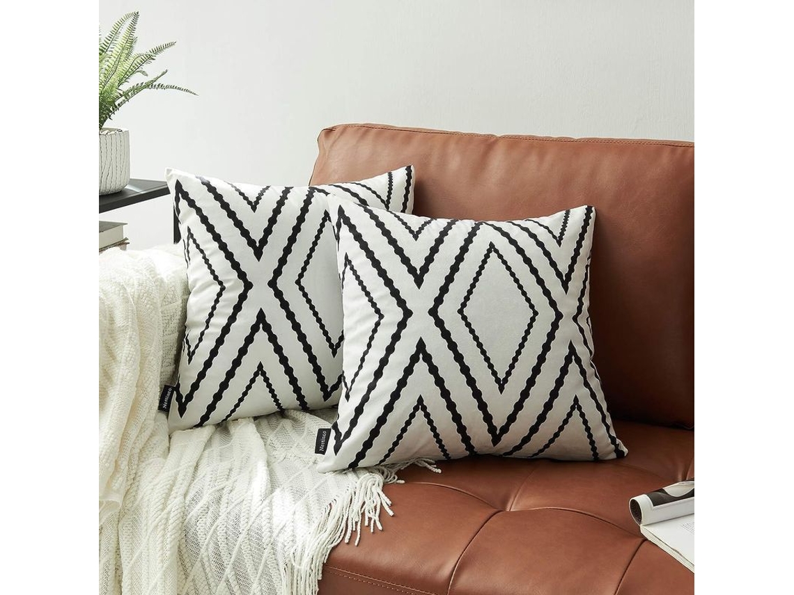 2026-2 Capas De Travesseiro Quadradas Boho Azteca 18x18 Polegadas De Poliéster Decorativas Para Sofá Cama