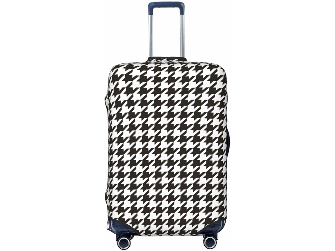 Capa para Mala Novastar Estampa Pied de Poule Preta e 61 Cm Tecido Poliéster Zíper Férias Viagens