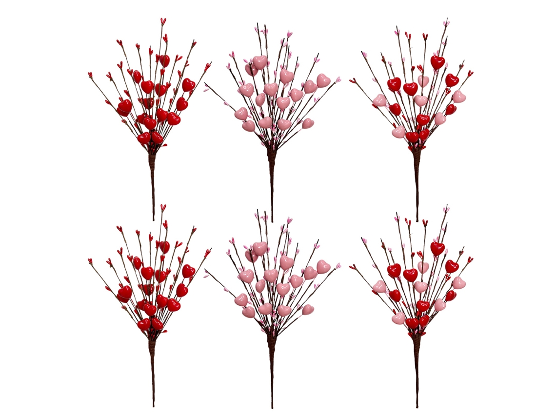 Jogo de 6 Varetas Decorativas de Corações com Frutos para Decoração de Casa LAXISCREED