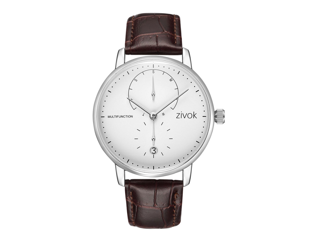 Relógio masculino Zivok, modelo simples, com mostrador redondo, movimento de quartzo, ideal para esportes e negócios (03)