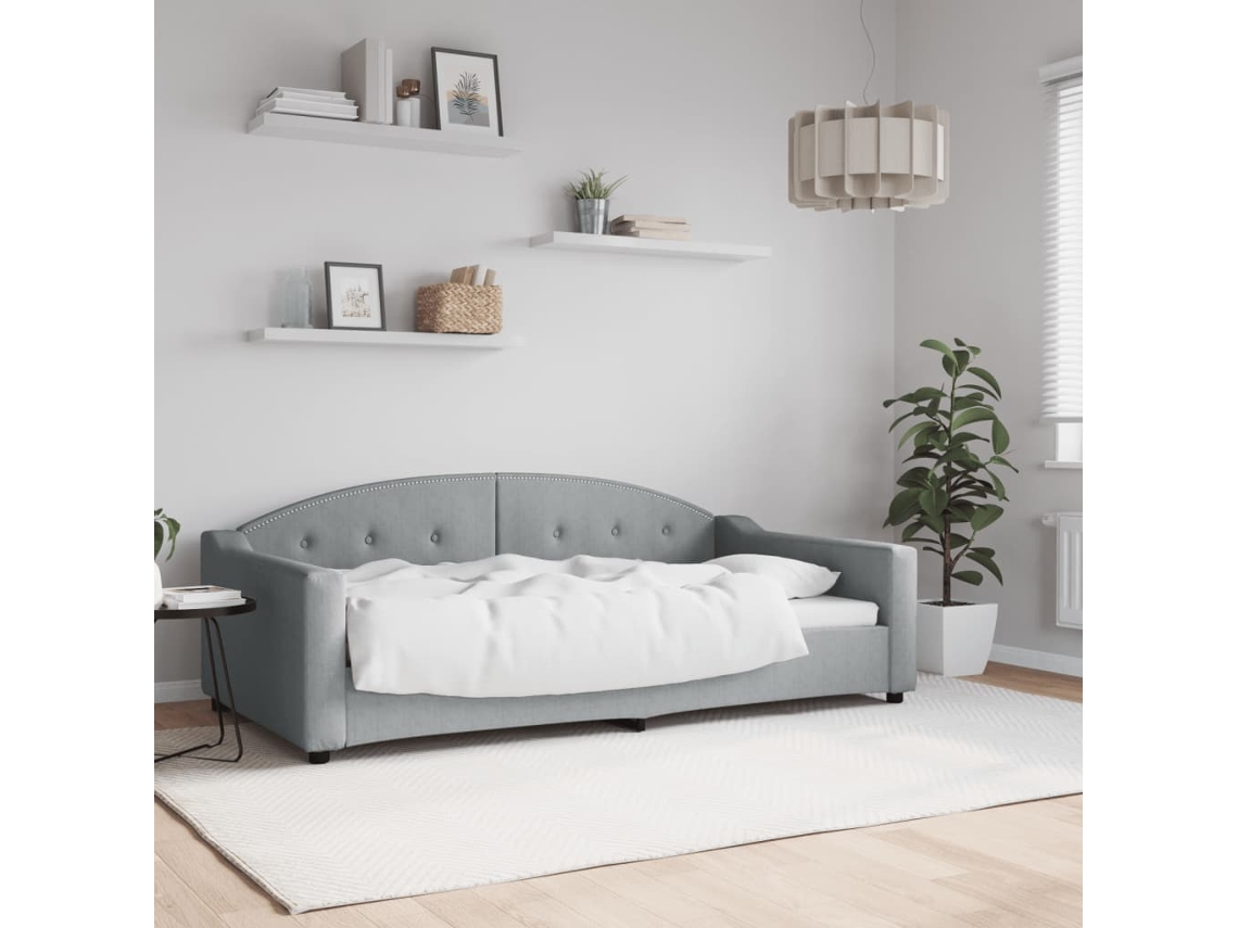Vidaxl Sofá-cama 100x190 Cm Tecido Cinzento-claro