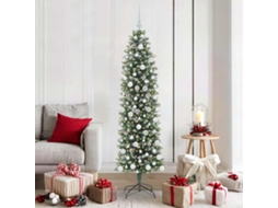Vidaxl Árvore Slim De Natal Artificial Verde E Branco 180 Cm